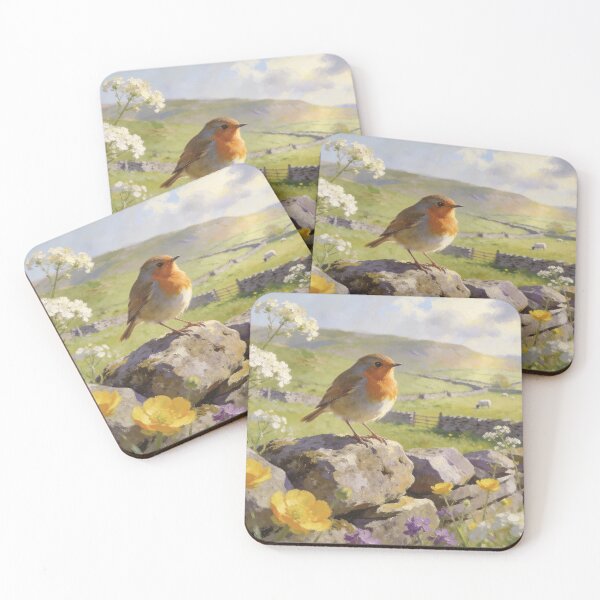 Item preview, Robin Bird Spring Painting – Yorkshire Dales Countryside Art designed and sold by QuietCanvasArtworks.