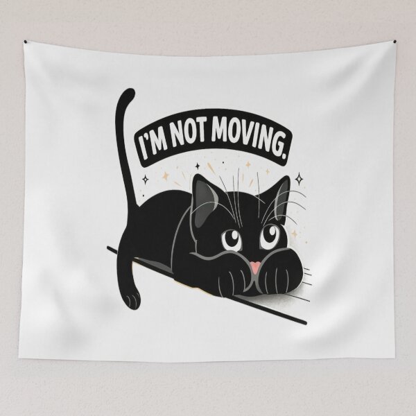 Item preview, Funny Black Cat I'm Not Moving – Lazy  Stubborn Cat Cartoon De designed and sold by CatLovers Studio.