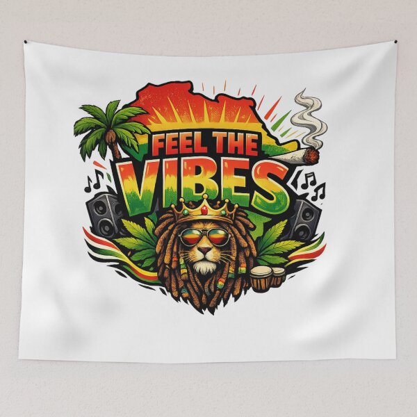 Item preview, Feel The Vibes" Rasta Lion King Design designed and sold by Shirtaholism.