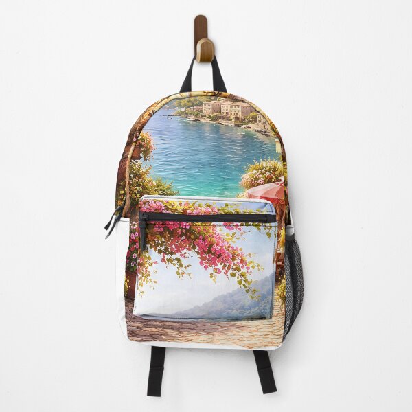 Item preview, Charming Mediterranean Coastal Village Alley with Blooming Flowers designed and sold by MALStoreDesign.