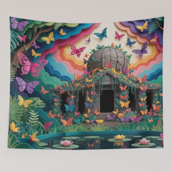 Item preview, Abandoned Temple In The Jungle, Beloved By Butterflies designed and sold by Paper Wonderland.