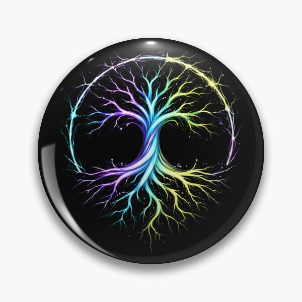 Item preview, Neon Tree of Life Illustration – Colorful Spiritual Energy Circle Abstract Design designed and sold by SimplyJasper.