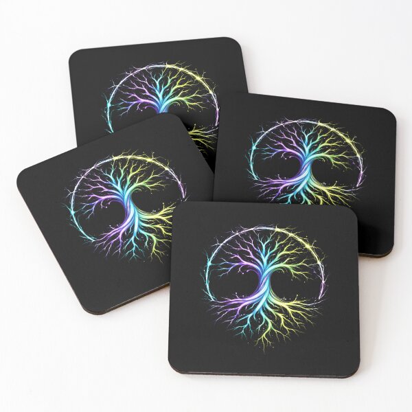 Item preview, Neon Tree of Life Illustration – Colorful Spiritual Energy Circle Abstract Design designed and sold by SimplyJasper.