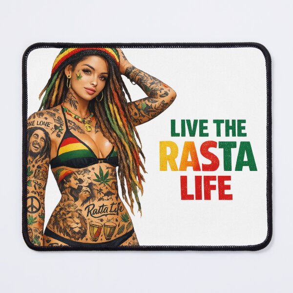 Item preview, Live The Rasta Life Tattooed Woman Design designed and sold by Shirtaholism.