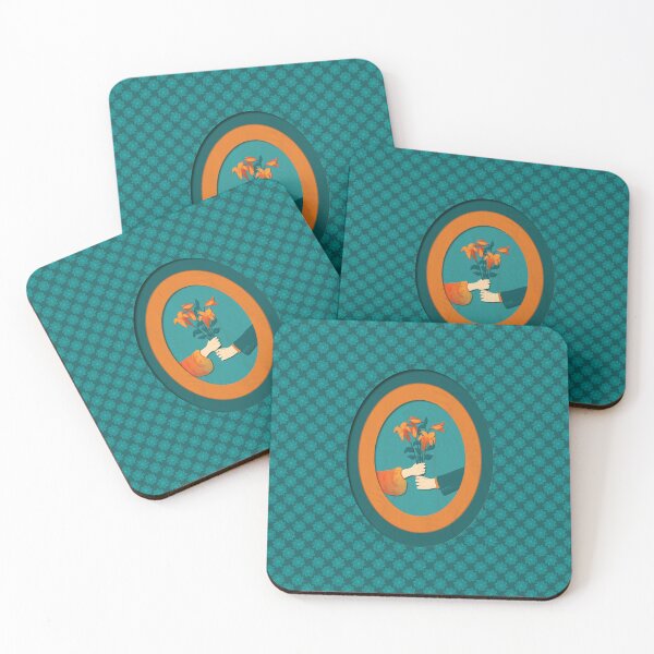Item preview, Giving flowers, paper cut effect, green flower background designed and sold by WONDERPRINTVALLEY.