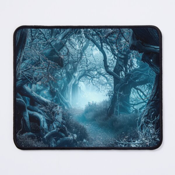 Item preview, Enchanted Dark Forest Path, Misty Woodland Fantasy, Gothic Nature Landscape, Atmospheric Blue Fog Woods designed and sold by CosmicAnomaly.