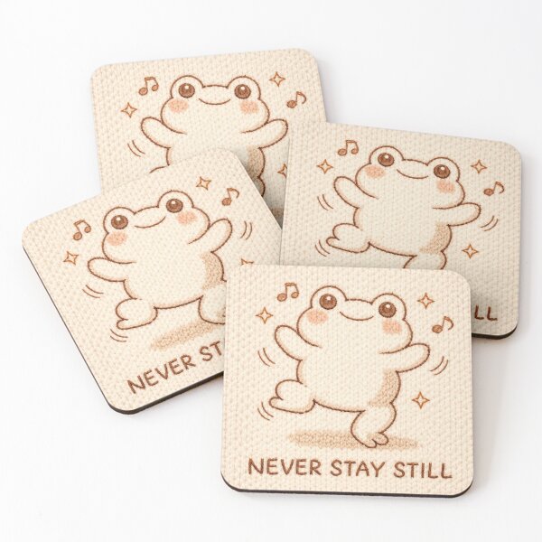 Item preview, Never Stay Still – Cute Chubby Frog Embroidered Sticker/Art Print designed and sold by HOODYBUDSTYLES.