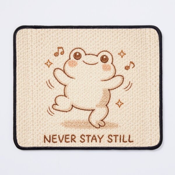 Item preview, Never Stay Still – Cute Chubby Frog Embroidered Sticker/Art Print designed and sold by HOODYBUDSTYLES.