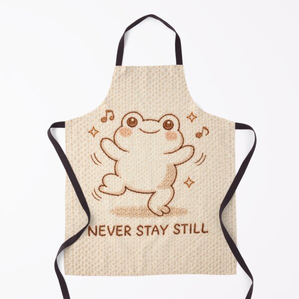 Item preview, Never Stay Still – Cute Chubby Frog Embroidered Sticker/Art Print designed and sold by HOODYBUDSTYLES.