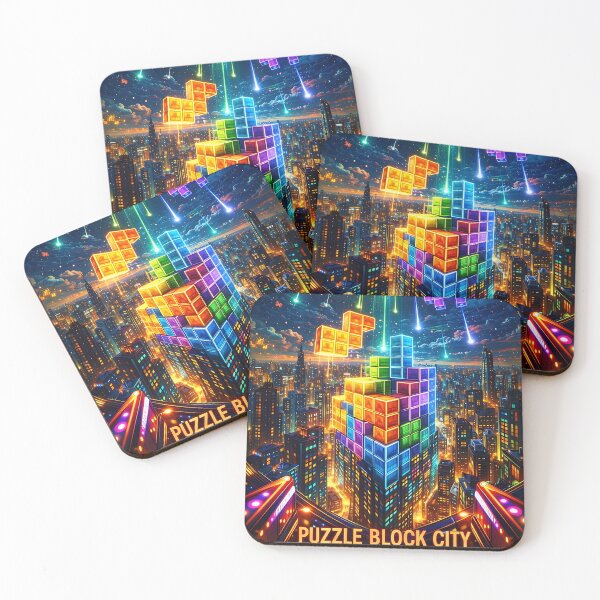 Item preview, Neon Puzzle Block City – Retro Arcade Skyline | 80s Vaporwave Gaming Aesthetic designed and sold by Digital Culture Studio.