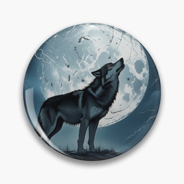 Item preview, Wolf Howling Moon Lightning Night Art designed and sold by PawsAndPetalsCo.