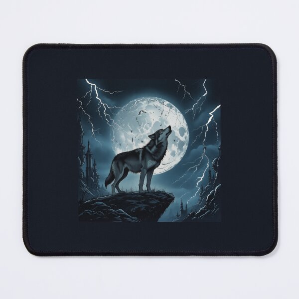 Item preview, Wolf Howling Moon Lightning Night Art designed and sold by PawsAndPetalsCo.