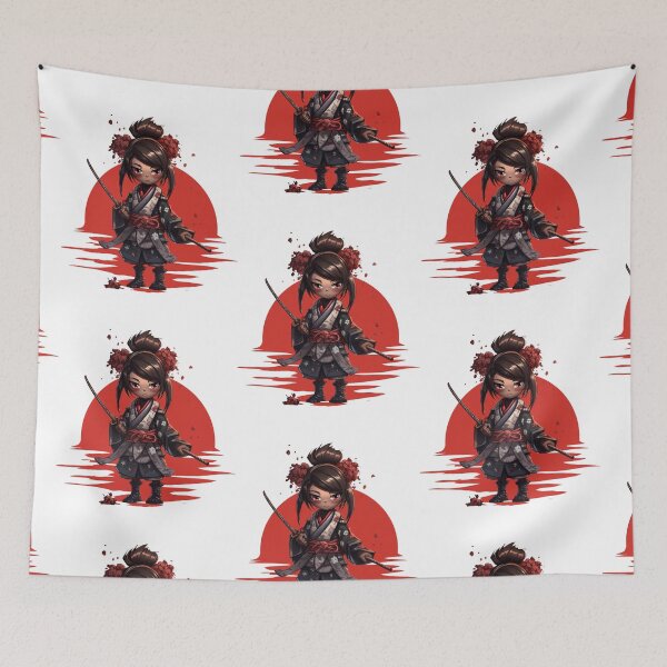 Item preview, Cute Samurai Girl Illustration designed and sold by Szpaku desart .