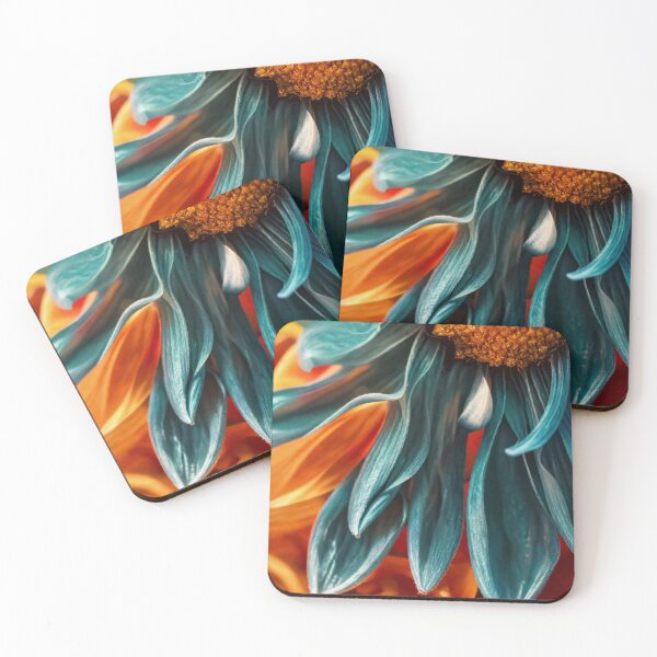 Item preview, Teal Orange Abstract Flower Macro⁵ designed and sold by ArtbyValks.