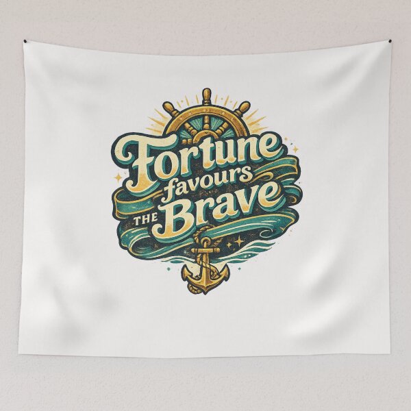 Item preview, Fortune Favours The Brave Nautical Quote Latin Virtus Maritime Theme designed and sold by Places On Earth.