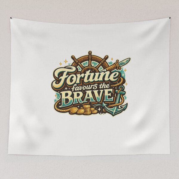 Item preview, Fortune Favours The Brave Pirate Nautical Adventure Latin Proverb Quote designed and sold by Places On Earth.