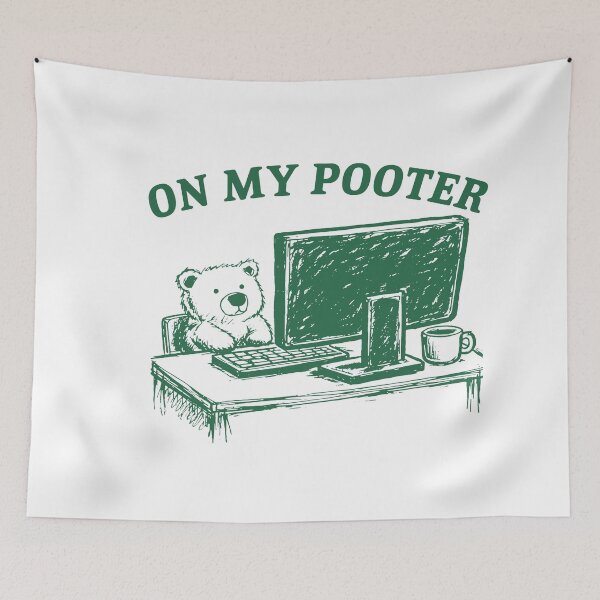 Item preview, On My Pooter Funny Bear Computer Meme designed and sold by gunaone-design.