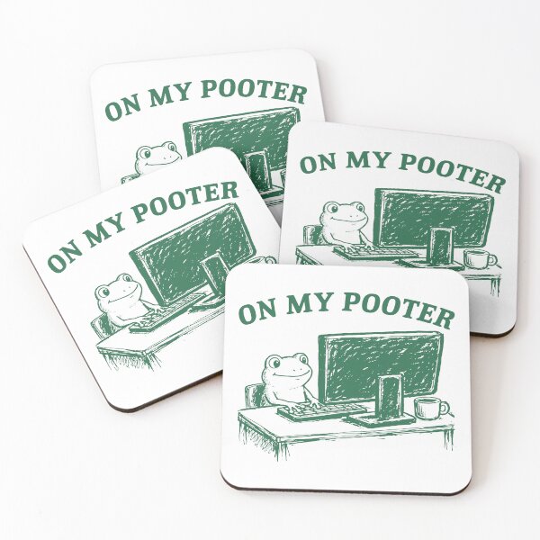 Item preview, On My Pooter Funny Frog Computer Meme designed and sold by gunaone-design.
