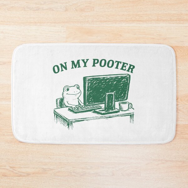 Item preview, On My Pooter Funny Frog Computer Meme designed and sold by gunaone-design.