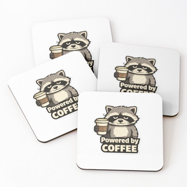 Item preview, Powered by Coffee Raccoon Funny Meme Shirt designed and sold by piotr_chojnacki_art.