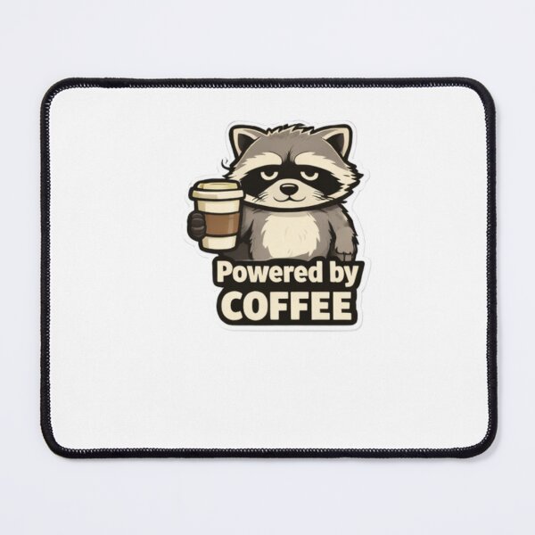 Item preview, Powered by Coffee Raccoon Funny Meme Shirt designed and sold by piotr_chojnacki_art.