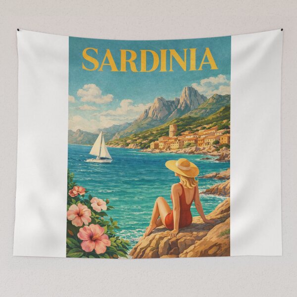 Item preview, Sardinia Italy Coastal Village Cala Gonone Gulf of Orosei Mediterranean Landscape designed and sold by Places On Earth.