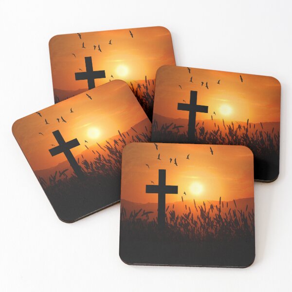 Item preview, Sunset Christian Cross Silhouette Summer Grasses designed and sold by SalonOfArt.