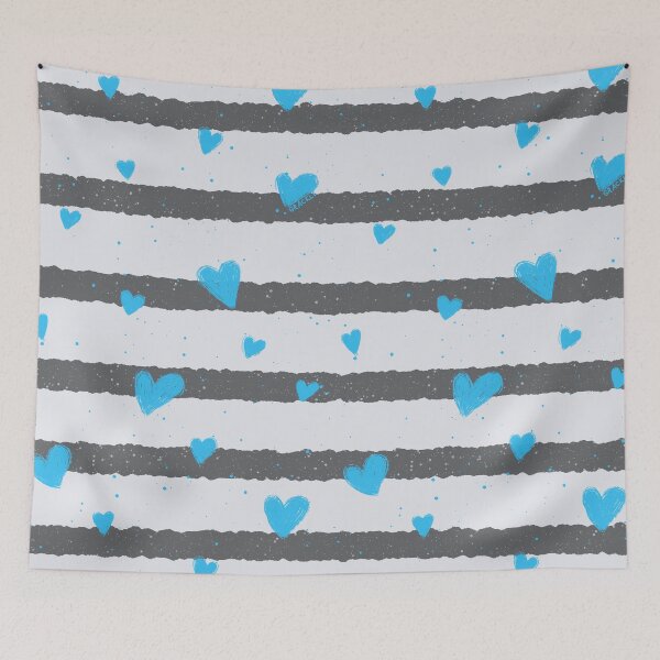 Item preview, Chic Stripes and Hearts (Blue) designed and sold by JanGrackle.
