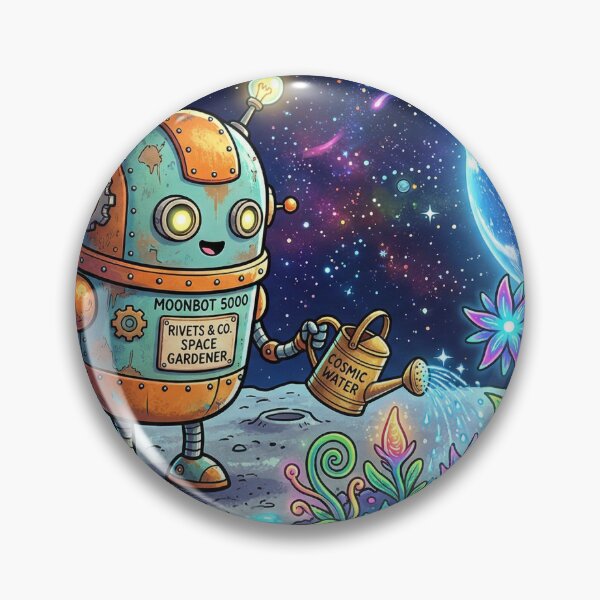 Item preview, Retro Robot Garden designed and sold by QuirkyCosmos.