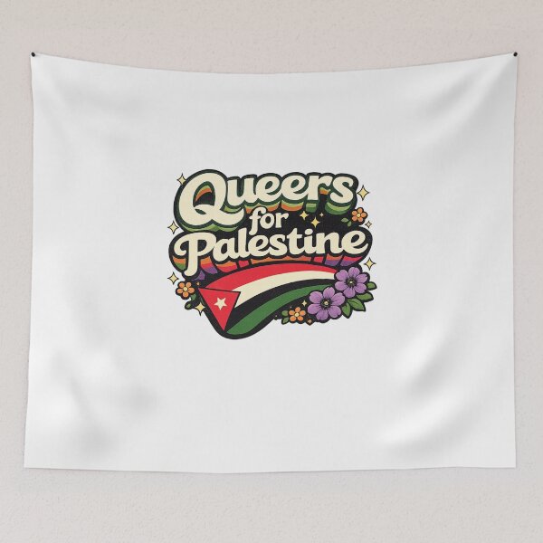 Item preview, Queers for Palestine Floral Solidarity LGBTQ Rights Gaza West Bank Unity Message designed and sold by Aryabek.