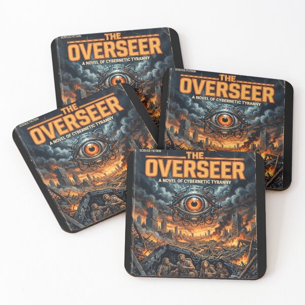 Item preview, The Overseer Retro 80s Dystopian Cybernetic Tyranny Sci-Fi Novel Poster designed and sold by OUTPOST-31.