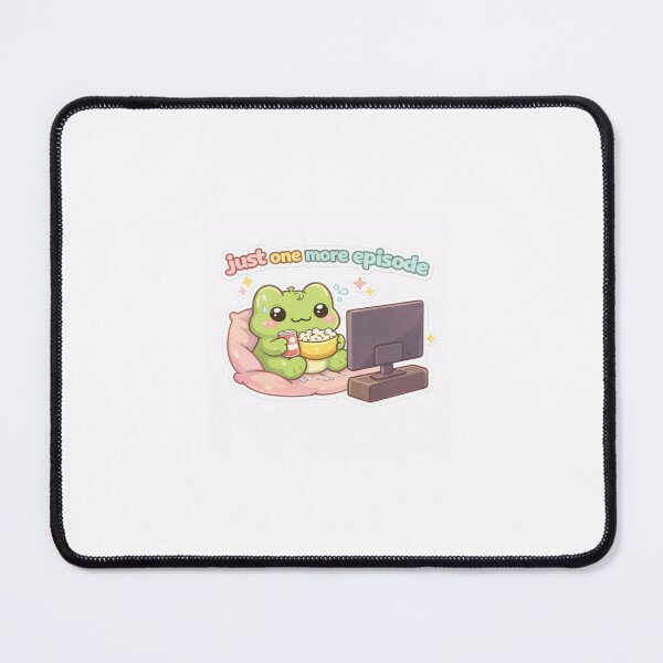 Item preview, Kawaii Frog Watching Series “Just One More Episode” | Cute Cozy Frog Sticker designed and sold by AidaAviles.