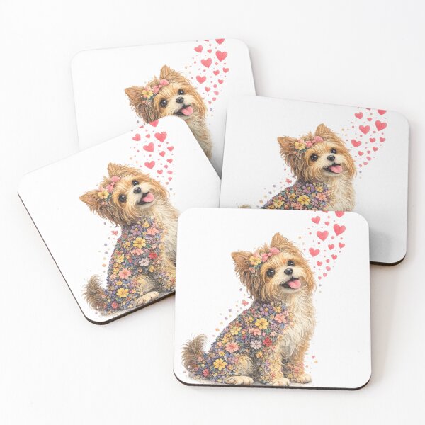 Artikelvorschau, Blumendesign mit Yorkshire Terrier, süßes Welpengeschenk, ästhetische Haustierkunst entworfen und verkauft von CULTWEAR SOCIETY.