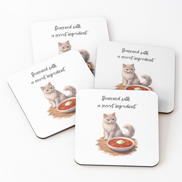 Item preview, Seasoned with a Secret Ingredient Funny Cat And Food Design designed and sold by YasochkaCatsArt.