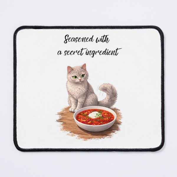 Item preview, Seasoned with a Secret Ingredient Funny Cat And Food Design designed and sold by YasochkaCatsArt.