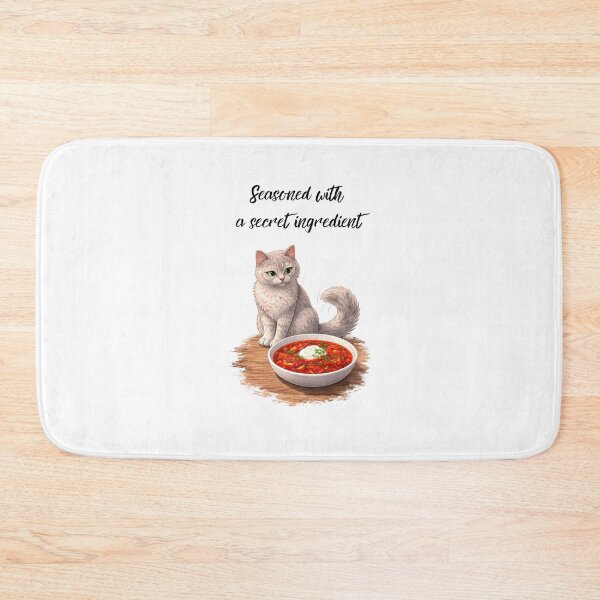 Item preview, Seasoned with a Secret Ingredient Funny Cat And Food Design designed and sold by YasochkaCatsArt.