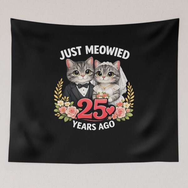 Item preview, Just Meowied Cat 25th Wedding Anniversary 25 Years Couple designed and sold by faridman.