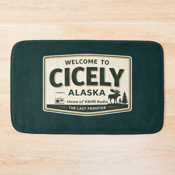Item preview, Welcome to Cicely Alaska Vintage Sign | KBHR Radio Northern Exposure Inspired Retro Travel Sticker designed and sold by astersgraphics.
