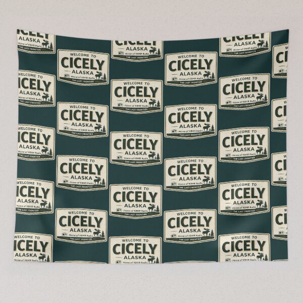 Item preview, Welcome to Cicely Alaska Vintage Sign | KBHR Radio Northern Exposure Inspired Retro Travel Sticker designed and sold by astersgraphics.