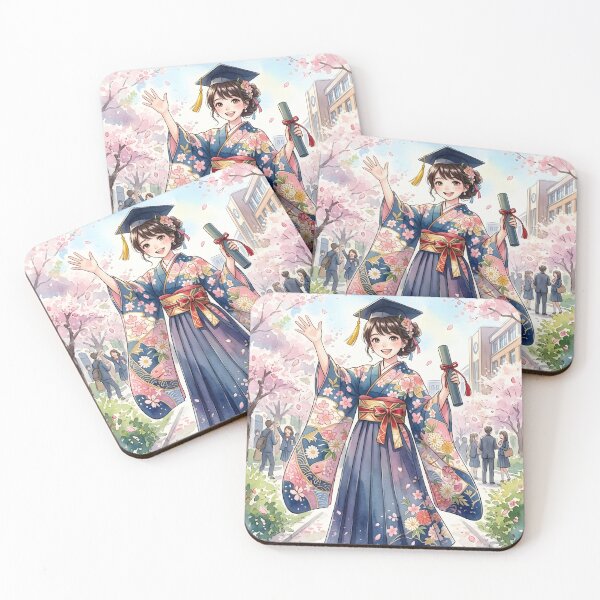 Item preview, Modern Japanese Anime Girl Graduation - Watercolor Hakama and Cherry Blossoms designed and sold by VibranPalette.