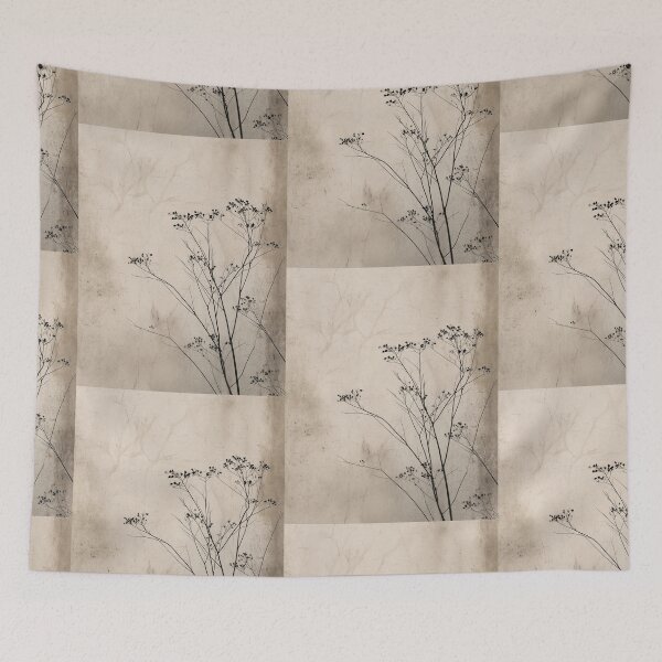 Item preview, Japandi and wabi sabi vintage woodblock paintings inspired abstract herbs designed and sold by filigreedigital.