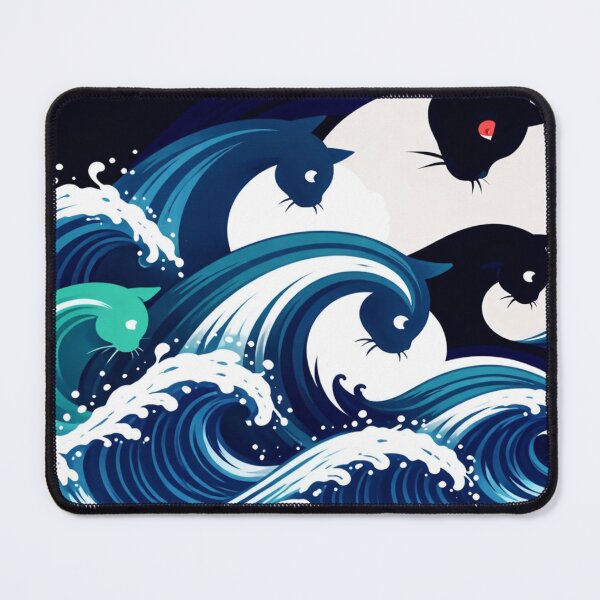 Item preview, Japanese Wave Cat Art Ukiyo-e Style Ocean Cats Cat Lovers Gift designed and sold by RickE.