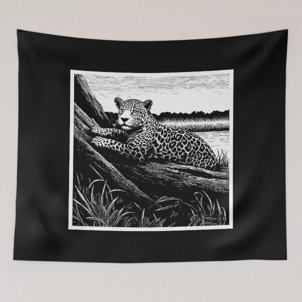 Item preview, "Brazilian Pantanal Whispers: A Jaguar Onça Pintada Linocut Collection" designed and sold by Helios Be. Lavsh.