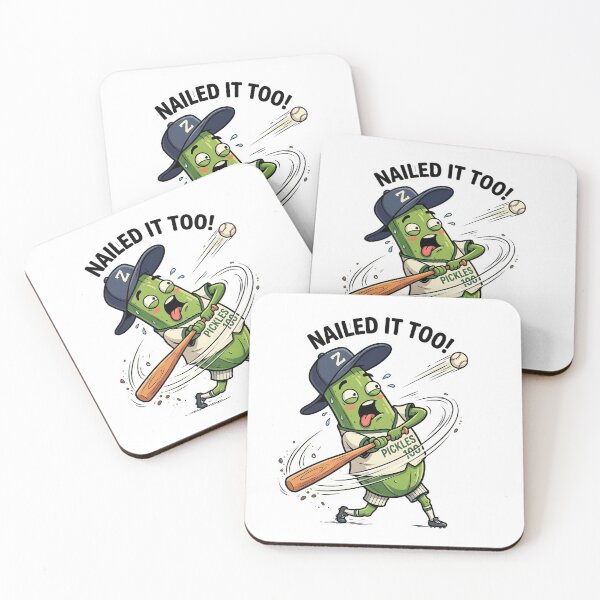 Item preview, Nailed It Too! Funny Baseball Pickle Cartoon designed and sold by UNFILTERED MOODS.