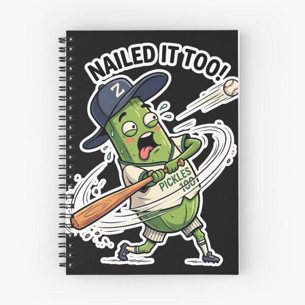 Item preview, Nailed It Too! Funny Baseball Pickle Cartoon designed and sold by UNFILTERED MOODS.