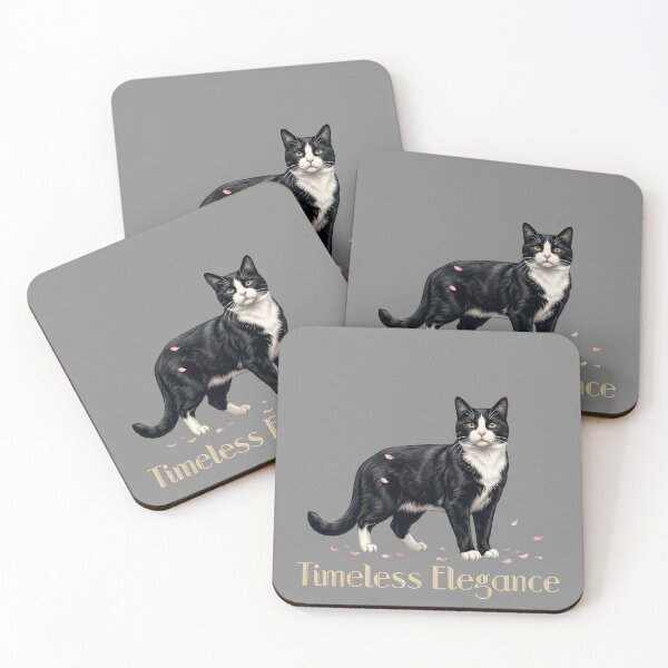 Item preview, Timeless Elegance - Majestic Tuxedo Cat & Cherry Blossoms designed and sold by The Grumpy Pet Club.