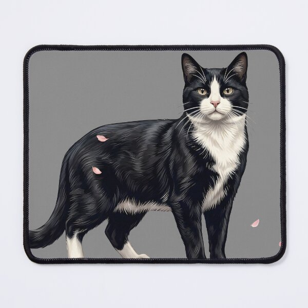 Item preview, Timeless Elegance - Majestic Tuxedo Cat & Cherry Blossoms designed and sold by The Grumpy Pet Club.