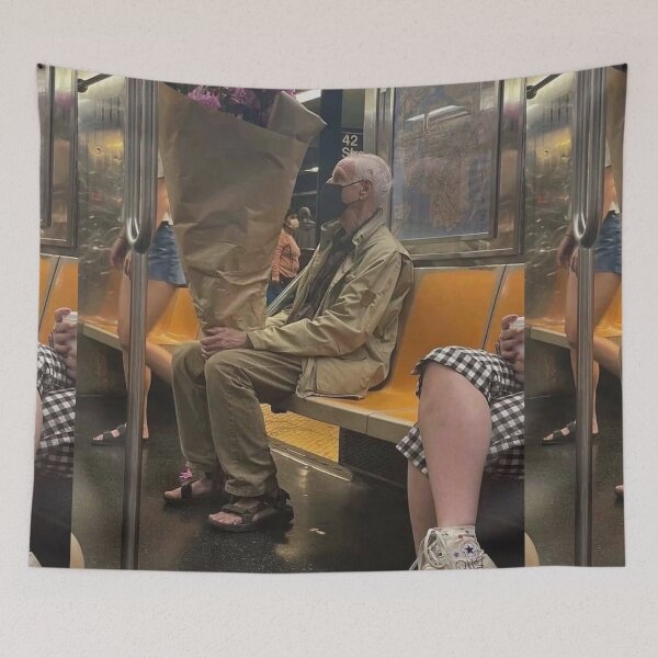 Item preview, Elderly man holding large bouquet meme designed and sold by AnimeHentaiArt.