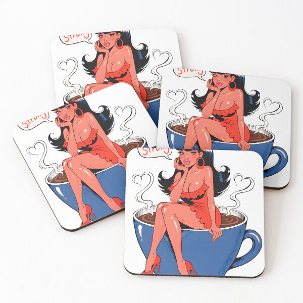 Item preview, A cartoon woman sitting in a large blue coffee cup on transparent background designed and sold by Creative88Art.