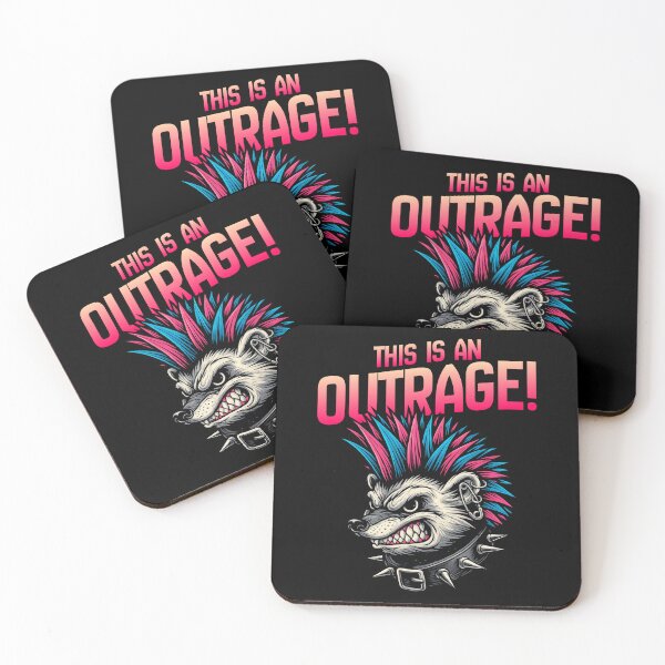 Item preview, THIS IS AN OUTRAGE! Punk Rock Raccoon Shirt – Funny Hedgehog Angry Animal Sarcastic Humor designed and sold by Cree8if.